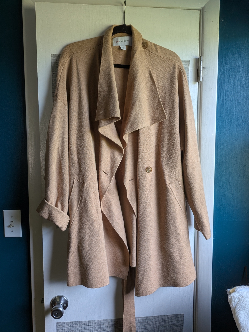 Camel Draped Coatigan Sweater